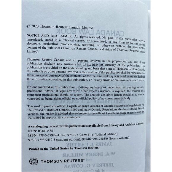 Ontario Annual Practice 2020-2021 Thomson Reuters Hardcover Book Law Canada - Picture 7 of 14